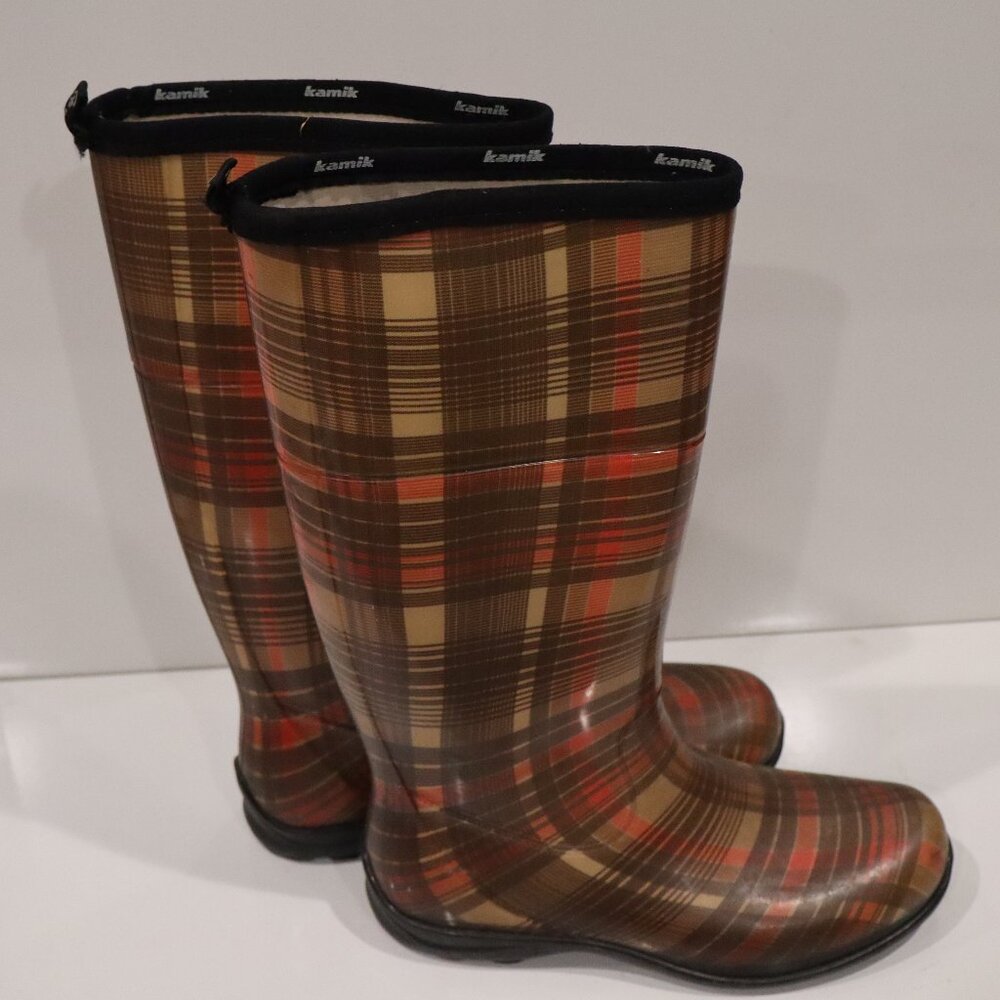 Kamik Plaid Rain Boots - Size 8